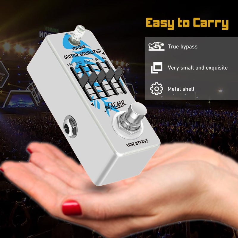 Hafair Guitar EQ Pedal, 5 Band Equalizer Effect Pedal(100Hz, 250Hz, 630Hz,1.6kHz, 4kHz±18dB) for Guitar Beginner Study, True Bypass - Image 4